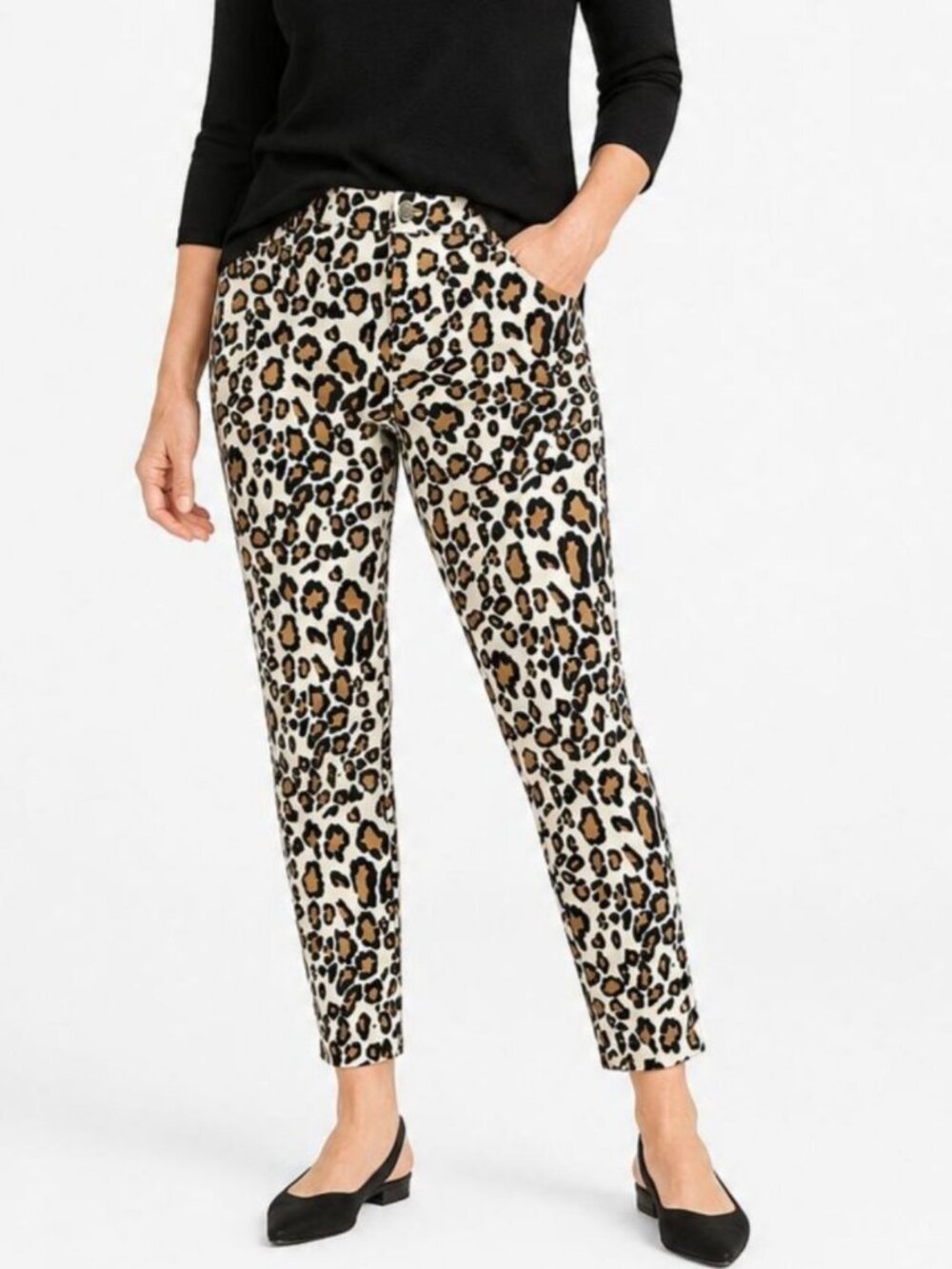 Chicos Womens So Slimming Jaguar Print Slim Ankle Pant Refined Ponte Size 2|L